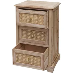 Mendler Kommode HWC-K87, Schubladenschrank Schrank, Holz FSC-zertifiziert Rattan 63x40x28cm ~ naturfarben