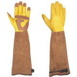 Baymate Dornensichere und Stichfeste Gartenhandschuhe aus Leder, Verstellbare Rosenhandschuhe für Damen/Herren, Lange Arbeitshandschuhe mit Verstärkten Handflächen,M