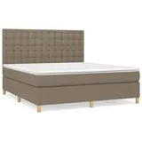 vidaXL Boxspringbett mit Matratze Taupe 160x200 cm Stoff