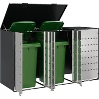 VidaXL Wagenmüllbehälter für 3 Behälter Anthrazit