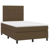 vidaXL Boxspringbett mit Matratze & LED Dunkelbraun 120x190 cm Stoff