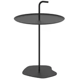 casa.pro Outdoor-Metalltisch Calimera 56 x Ø 38 cm Schwarz Rund Balkonmöbel wetterfest Beistelltisch Gartentisch mit integrierter Griff
