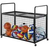 Vevor Ballwagen Rollwagen 1150 x 610 x 912 mm Sportbällen, Abschließbarer Basketballkäfig Ballkäfig, Sportausrüstung für den Innen- und Außenbereich, Rollbar Aufbewahrungswagen aus Stahl für Garagen