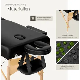 Tectake tectake® 3 Zonen Massageliege Breite 70 cm, Polsterung 10 cm mit Holzgestell, 218 x 102 x 90 cm
