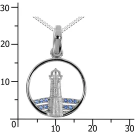Ostsee-Schmuck Kette mit Anhänger Leuchtturm 15 mm Silber