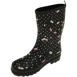 Beck Damen Blumenregen Gummistiefel Schwarz, 38 EU