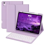 GKABXY Hülle mit Tastatur für iPad A16 11 Generation 2025/10 Generation 2022 (11/10.9 Zoll) 7 Farben Beleuchtete Magnetische Abnehmbare Tastatur hülle mit Stifthalter für iPad 11./10. Gen, Lavendel
