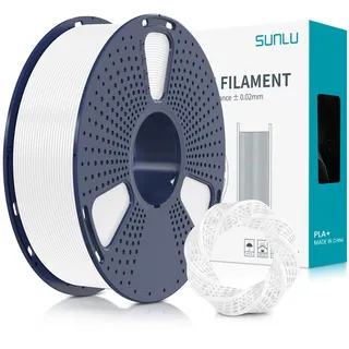 SUNLU PLA+ Filament 1.75mm, PLA Plus 3D Drucker Filament, Stärker belastbar, Neatly Wound, 1KG 3D Druck PLA+ Filament, Maßgenauigkeit +/- 0.02mm, Weiß