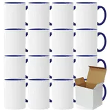 Sublimationstassen ohne Druck AAA Grade | Einzeln oder im Set | Fototasse für Sublimationsdruck | Leere Tassen für Hitzepressen-Thermo-Sublimation (12 Stück, Blau)
