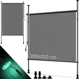Kesser KESSER® Klemmmarkise Senkrechtmarkise außen Ausziehbar & Blickdicht Vertikalmarkise mit Handkurbel ohne Bohren Balkon-Sichtschutz & Windschutz für Garten & Terrasse Wasserfest