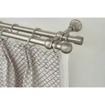 GARESA Gardinenstange GARESA "ANDREA", silber (mattnickelfarben), L:210cm Ø:20mm, Metall, Gardinenstangen, Vorhanggarnitur, verlängerbar, Endknopf Kugel kurz, mit Ringen