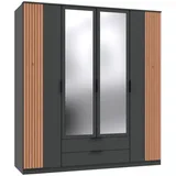 WIMEX Drehtürenschrank Lübeck 180 x 199 x 58 cm Schwarz/Graphit