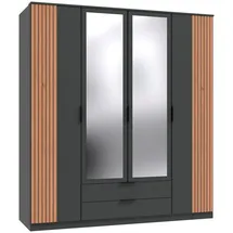 WIMEX Drehtürenschrank Lübeck 180 x 199 x 58 cm Schwarz/Graphit