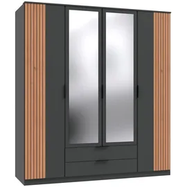 WIMEX Drehtürenschrank Lübeck 180 x 199 x 58 cm Schwarz/Graphit
