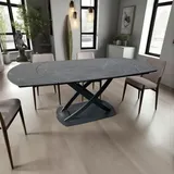 riess-ambiente Ausziehbarer Esstisch INCEPTION 130-190cm anthrazit oval Keramik schwarz Metall - Grau