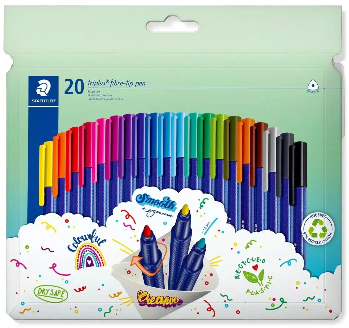 Staedtler 323 C20 Fineliner Schwarz, Blau, Braun, Cyan, Dunkles Grau, Duck Blue, Grün, Hellblau, Hellgrün, Hellgrau, Lila, Orange, Pink, Rot, Violett, Gelb