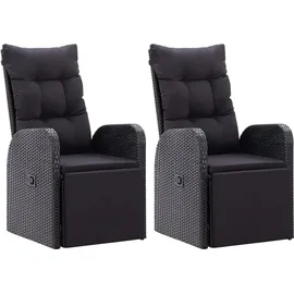 vidaXL Polyrattan Gartenstühle 57 x 69 x 106 cm schwarz 2 St. inkl. Auflage