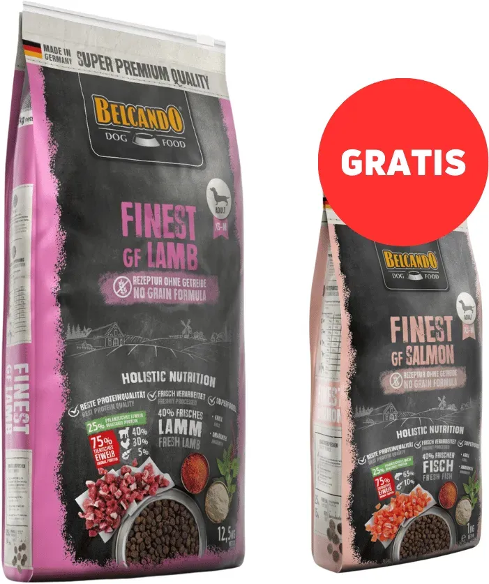 BELCANDO Finest Grain Free Lamb XS-M 12,5 kg Trockenfutter für Hunde Lamm + 1 kg Futter GRATIS