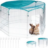 Relaxdays Freilaufgehege, mit Netzabdeckung, Kaninchen, Meerschweinchen, außen, Freilauf, HBT: 92 x 160 x 160 cm,