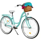 Milord Komfort Fahrrad Mit Weidenkorb Damenfahrrad, 28 Zoll, Blau, 3 Gang Shimano - Blau