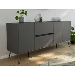 Raumwunder XL Sideboard Kommode Pharo 180cm 2 SoftClose 3 Türen Grafit