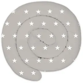 Totsy Baby XXL Bettschlange Bettkissen Stillkissen Bettrolle Zierkissen Bettumrandung Schlange XL Handmade Weiße Sterne auf Grau 200 cm Oeko-Tex-Zertifikat