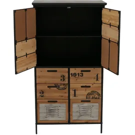 Mendler Apothekerkommode 136 x 73 x 35 cm natur / Silber