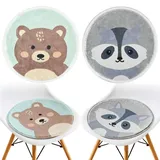 Yibang 2PCS Runde Sitzkissen Stuhl Kinder Set, Cartoon Tier Bodenkissen Sitzkissen Kinderzimmer, Stuhlkissen Sitzkissens Rund 30x30cm Weich Sitz Auflage, Sitzkissens Filz Rund Kinder Kissen Deko (B)