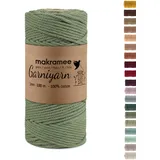 Makramee Garn 3mm Premium – 100m Baumwollkordel 100% Baumwolle für Makramee, Wandbehänge, Pflanzenhänger, DIY Basteln & Handarbeit – Hochwertiges Makramee-Garn Baumwollgarn Sage Green