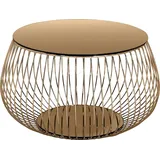 SalesFever Couchtisch mit Metallkorb - 72 cm Metall/Glas rosa
