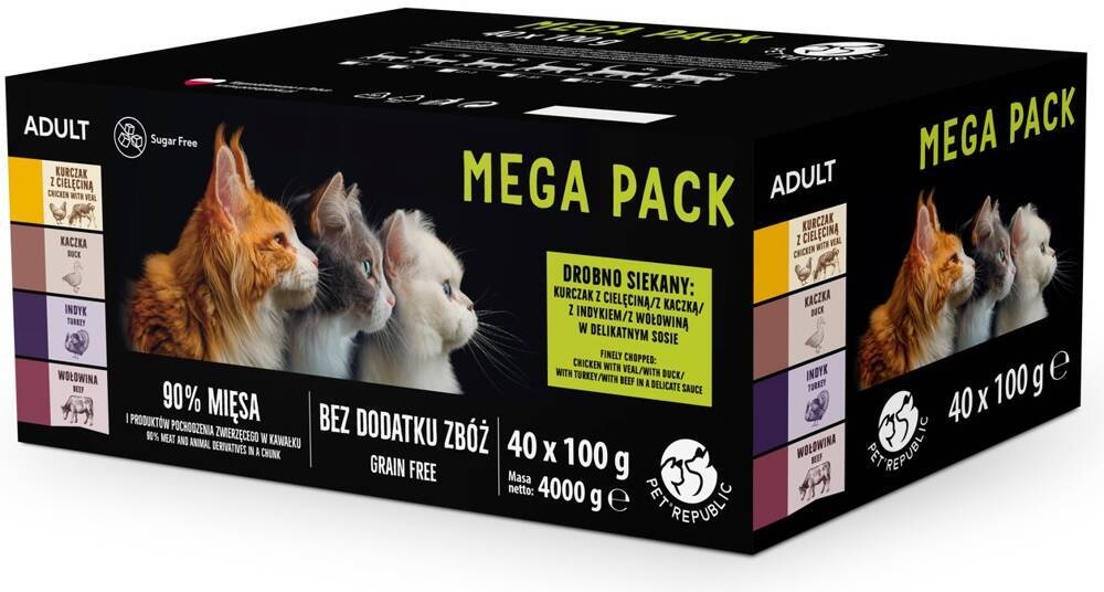 Pet Republic Nassfutter für Katzen Stücke in delikaten Sauce 40x100g (Rabatt für Stammkunden 3%)