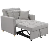 Happy Home Schlafsofa Schlafsessel Sofabett mit Kissen Gästebett Lounge Sessel für Wohnung grau