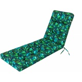 HOBBYGARDEN Auflagen für Deckchair, Liegenauflage, Gartenliege Auflage 201x55x8 cm Bequeme Polsterauflage für Sonnenliege, Liegestuhl, Kissen Blaues Blätter