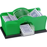 Relaxdays Kartenmischmaschine, Für 2 Decks, Mit Kurbel, Manuelles Mischgerät Für Spielkarten Bis 91 Mm, Kunststoff, Grün - Relaxdays