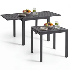 Tectake Gartentisch 80–160 x 80 x 75 cm Dunkelgrau
