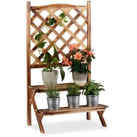 Relaxdays Blumentreppe mit Rankgitter, Blumenregal 2 Ebenen, stehende Pflanzentreppe