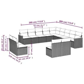 vidaXL Gartensofa-Set 13-tlg. schwarz