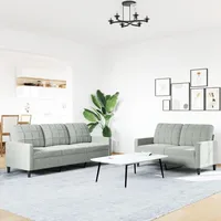 IKAYAA Sofagarnitur 3-2-1 Set - Wohnzimmer Couch Mit 2-Sitzer und 3-Sitzer Sofa in Hellgrau