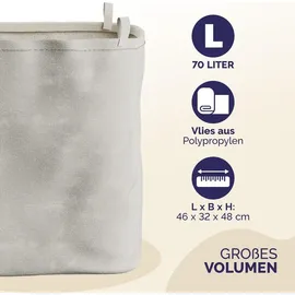 CASARIA CASARIA® Wäschekorb mit Deckel Bambus 70L Wäschesammler Wäschesack Herausnehmbar Baumwolle 62x51x36cm Schmal Wäschebox Wäschetonne Badzimmer