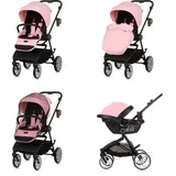 Chipolino 3 in 1 Kombikinderwagen Linea, Sportsitz, i-Size Babyschale, Babywanne rosa