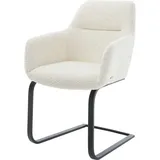 DeLife Schwingstuhl Pejo-Flex Freischwinger flach Schwarz Bouclé Weiß Taschenfederkern