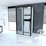 Marwell White Isle Komplettdusche mit Schiebetür 115 x 90 cm schwarz/weiß Sicherheitsglas Duschwanne