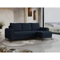 MKS MÖBEL Ecksofa HUGO, Set, Couch, Schlaffunktion, Lose Kissen, Bettkasten, T30-Schaum, mit Bettfunktion, mit Bonellfedern, Ecksofa L-form blau