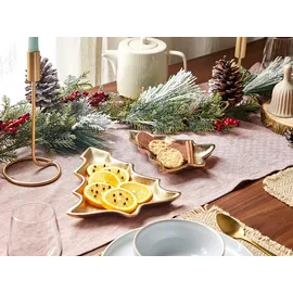 Beliani Dekotablett 2er Set Weihnachtsbaum DURIAN Metall Gold