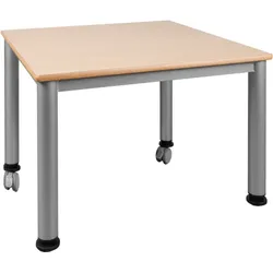 Fahrbarer quadratischer Tisch, Platte mit Schichtstoff