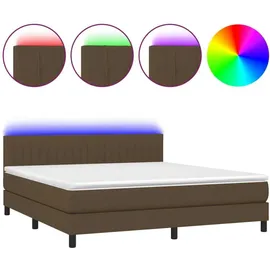 vidaXL Boxspringbett mit Matratze & LED Dunkelbraun 180x200 cm Stoff