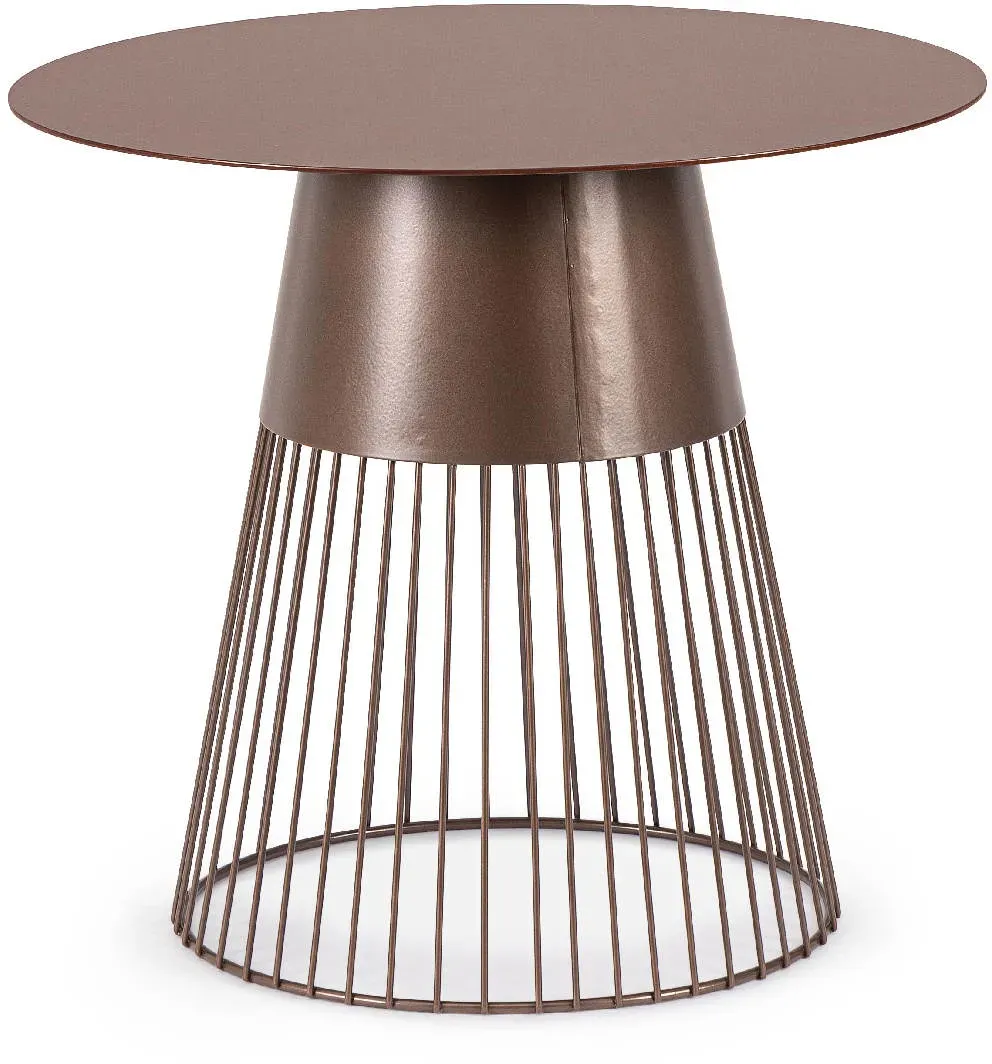 Couchtisch Godric aus Metall, modern rundes Design, braun, Ø 50 cm, pulverbeschichtet