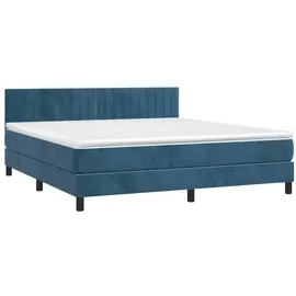 vidaXL Boxspringbett mit Matratze & LED Dunkelblau 180x200 cm Samt