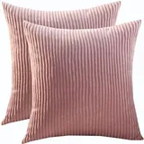 Kissenbezug 80x80 2er Set,Kopfkissenbezug 80x80,Kissenbezüge 60X60,Kord Zierkissenbezug Dekokissen Sofakissen Bezug Groß Kissenhülle Dekorative Weiche Zierkissenbezüge(Light Peach,45x45 cm)