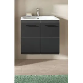 xonox.home – Waschtisch Ice Nox Oak Nachbildung schwarz matt – Waschplatz für Badezimmer in Holzoptik – modern & kompakt